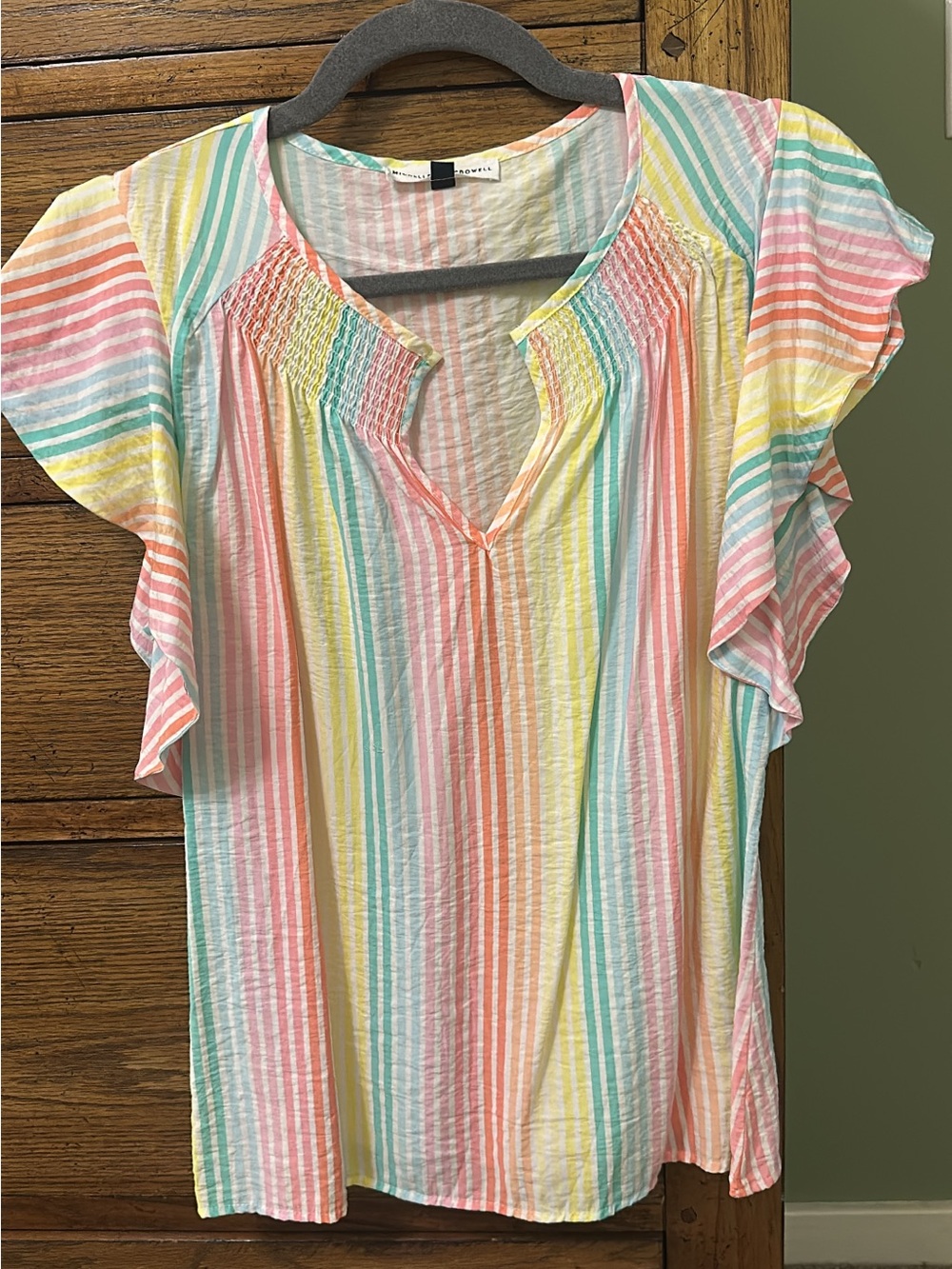 Pastel rainbow stripe blouse